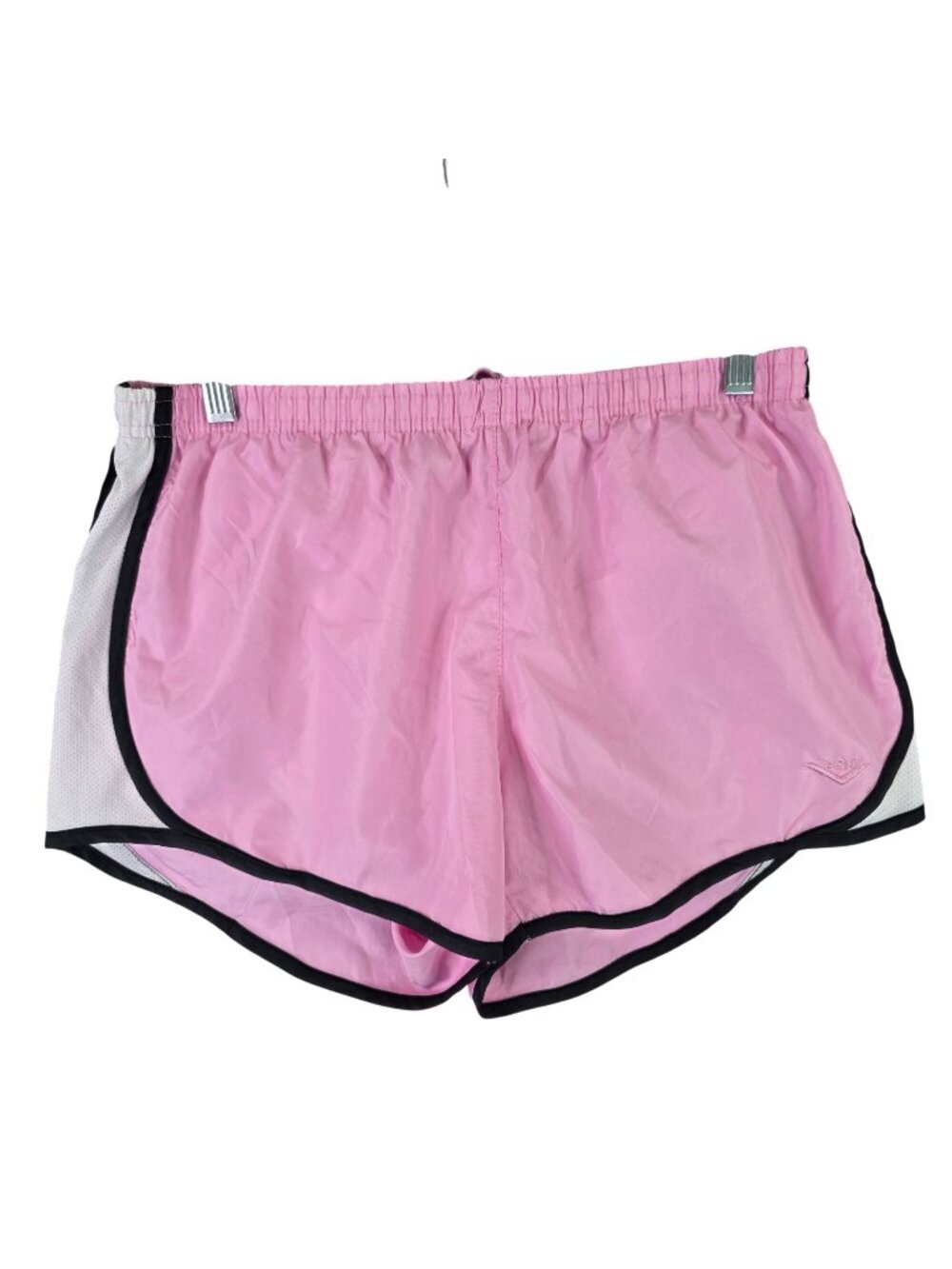 Womens Pony Pink & White Running Shorts Black Trim 4.5" Inseam Polyester Size L